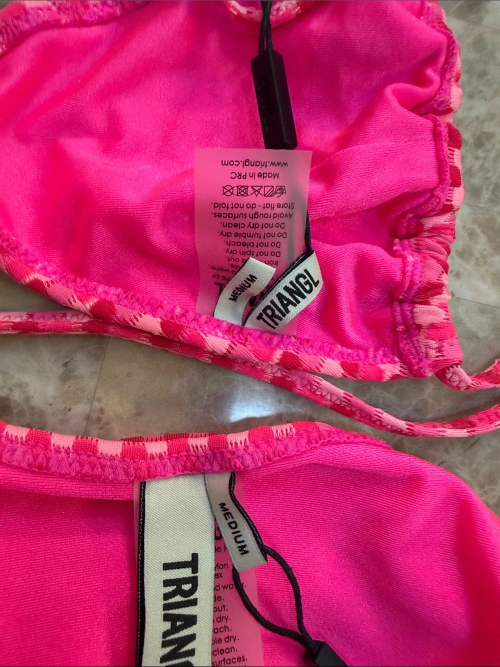 triangl swimwear Hot Pink Textured Check Bikini with Matching Pouch - Picture 9 of 10